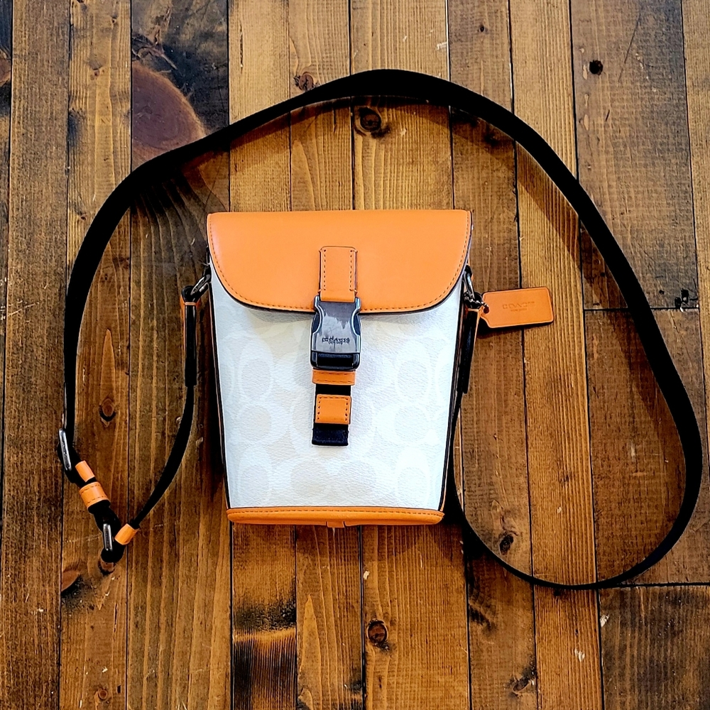 Coach Track Small Flap Crossbody In Signature Canvas